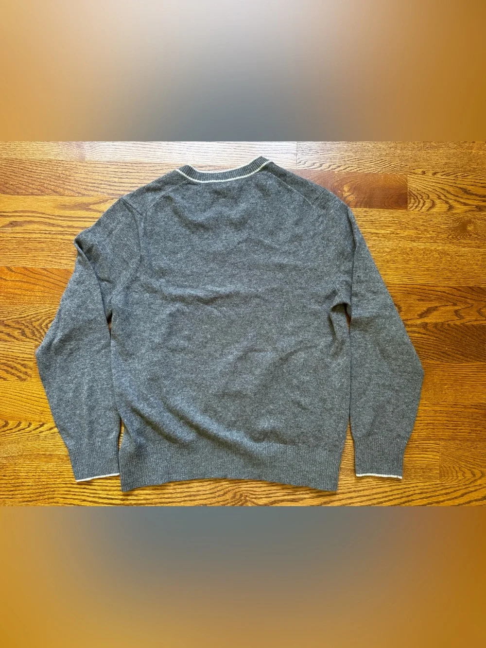 Banana Republic Men’s L Lambswool Cashmere V-Neck Sweater Gray Preppy